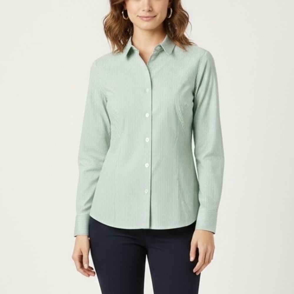 Lafayette 148 New York Green Button Down Shirt Size 12